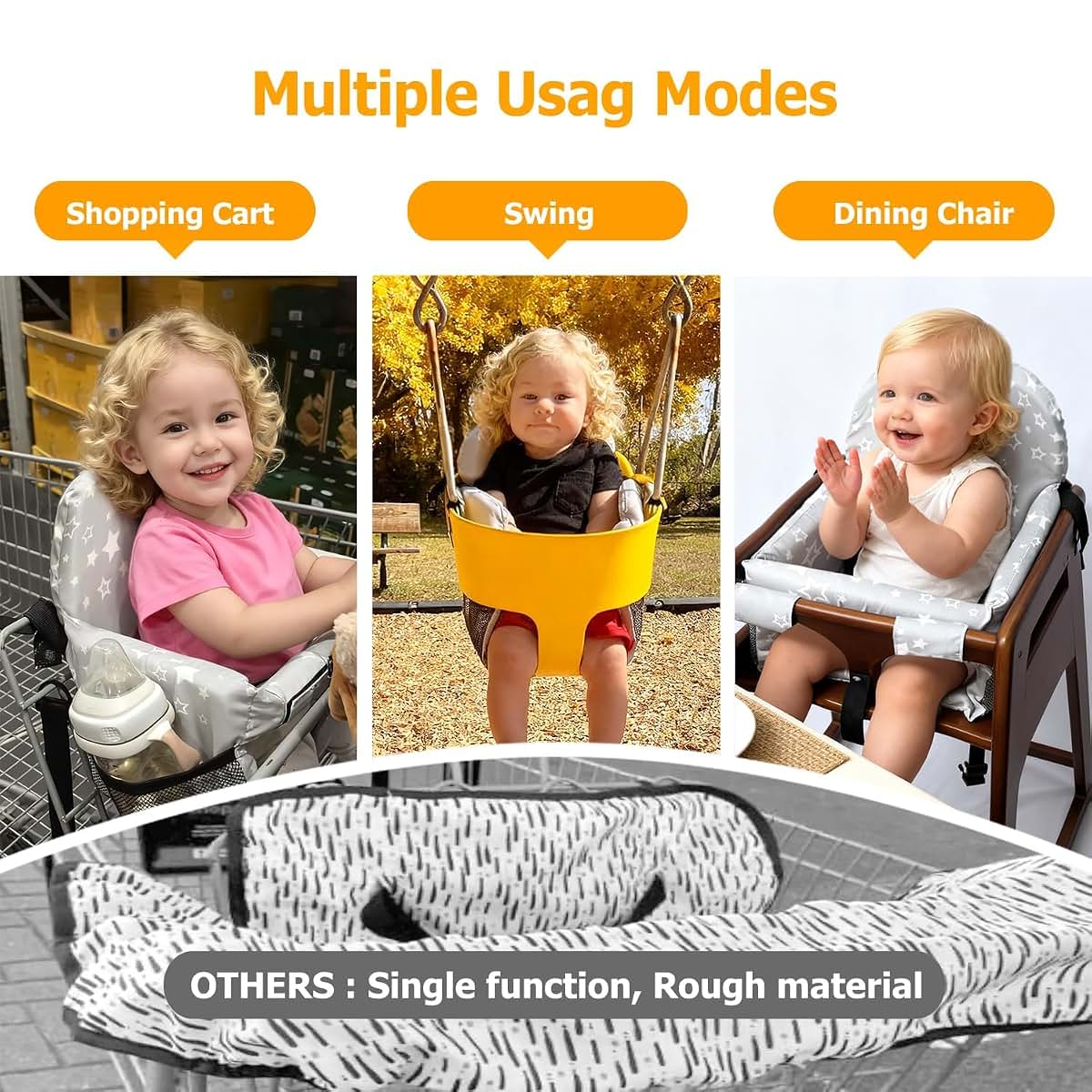 BabyOneStop 30x20cm Shopping Cart Cover for Baby, Universal Fit for Carts, High Chairs & Swings