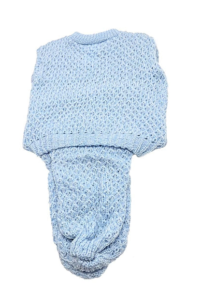Party Favors Plus Blue Crochet Baby Outfit Set with Puppy Design, Booties and Hat, Newborn Size (photo 2)