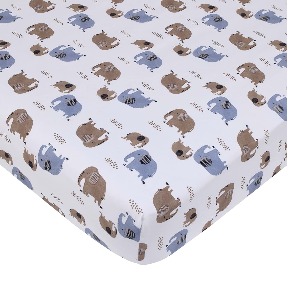 Carter's Boy Blue Elephant Crib Sheet - Fitted 28x52 Chambray Blue