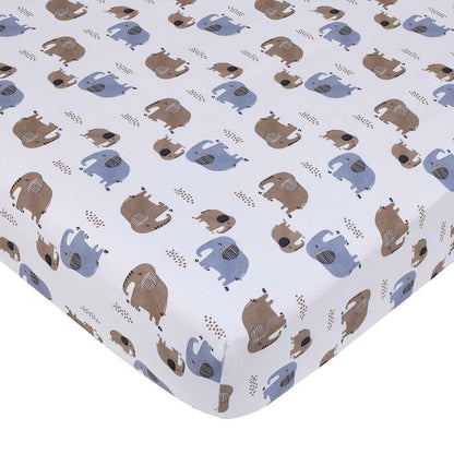 Carter's Boy Blue Elephant Crib Sheet - Fitted 28x52 Chambray Blue