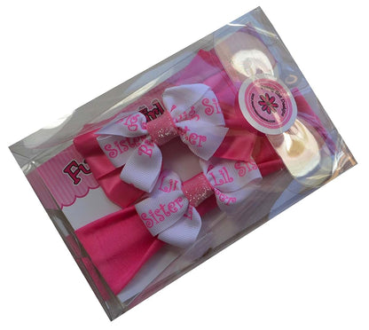 Funny Girl Designs Big Sister Little Sister Matching Sparkle Headband and Satin Hair Bow Gift Set Nylon (photo 4)