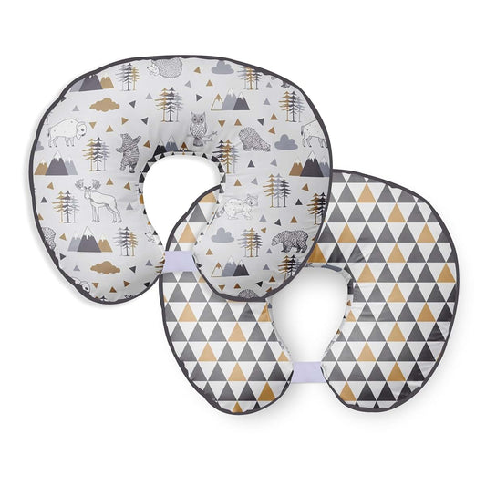 Bacati Woodlands Grey and Beige Neutral Cotton Nursing Pillow Cover