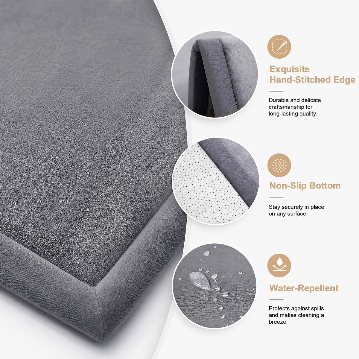 BabyOneStop Ultra Soft Memory Foam Play Mat, 50"x50" Dark Grey