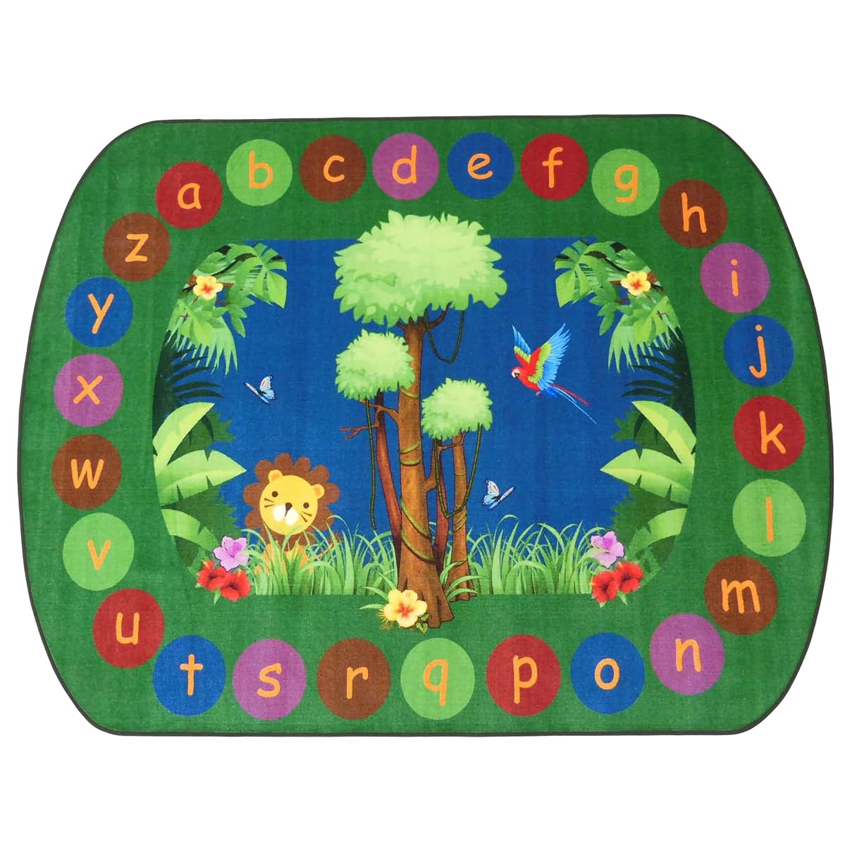 SAFECASTLE Wild About Learning Jungle Alphabet Classroom Rug, 6' x 8'4"