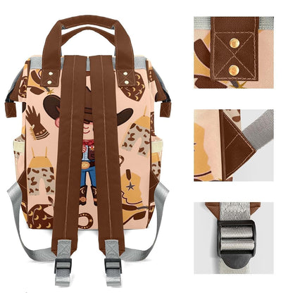 Joyestore Personalized Little Cowboy Custom Mom Bag with Name,Dad and Mom Diaper Backpack Waterproof Baby Shower for (photo 4)