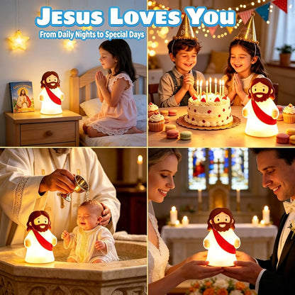 Silicone Jesus Night Light: Dimmer, Rechargeable Decor Lamp
