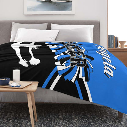 Xiucoo Blue Black Custom Name Cheerleader Blanket For Newborns (photo 2)
