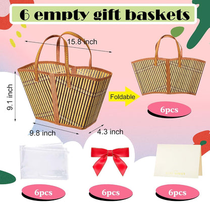 Quzzil Woven Bamboo Gift Basket Kit, 6-Set