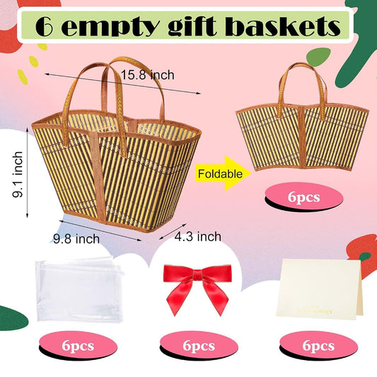 Quzzil Woven Bamboo Gift Basket Kit, 6-Set