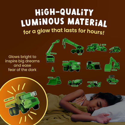 Glow In The Dark Construction Wall Stickers With 11 Decals And 10 Cones