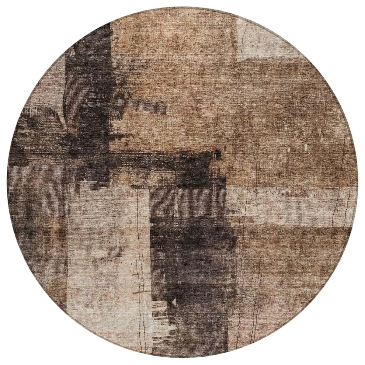 HomeRoots Round Abstract Washable Area Rug