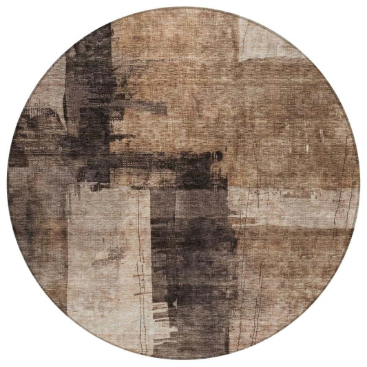 HomeRoots Round Abstract Washable Area Rug