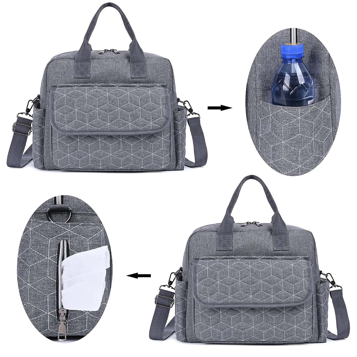 Meyteilay Multifunction Travel Diaper Bag Tote in Grey (photo 4)