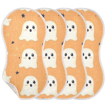 xigua Orange Halloween Ghost Baby Burp Cloths, 4 Pack Cotton, 22x11 Inches