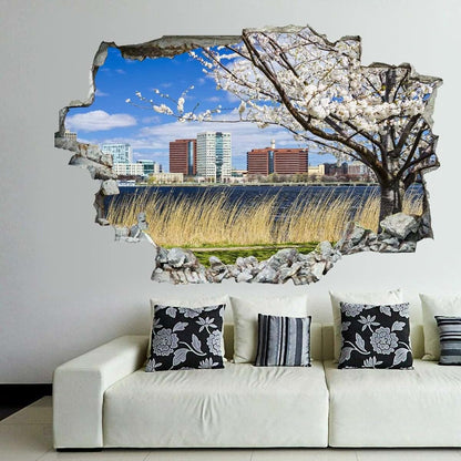 Cambridge Skyline 3D Vinyl Wall Decal for Smooth Surfaces