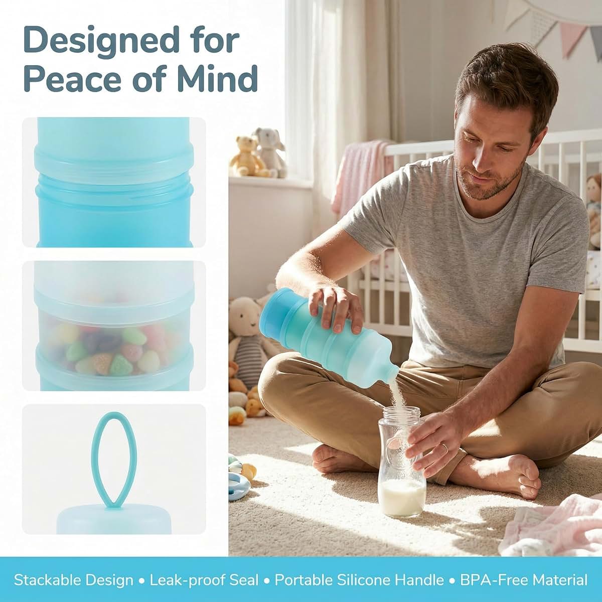 Manwetye 2 PCS 4 Layers Sakura Baby Milk Formula Dispenser & Container Box for Travel (Blue) (photo 3)