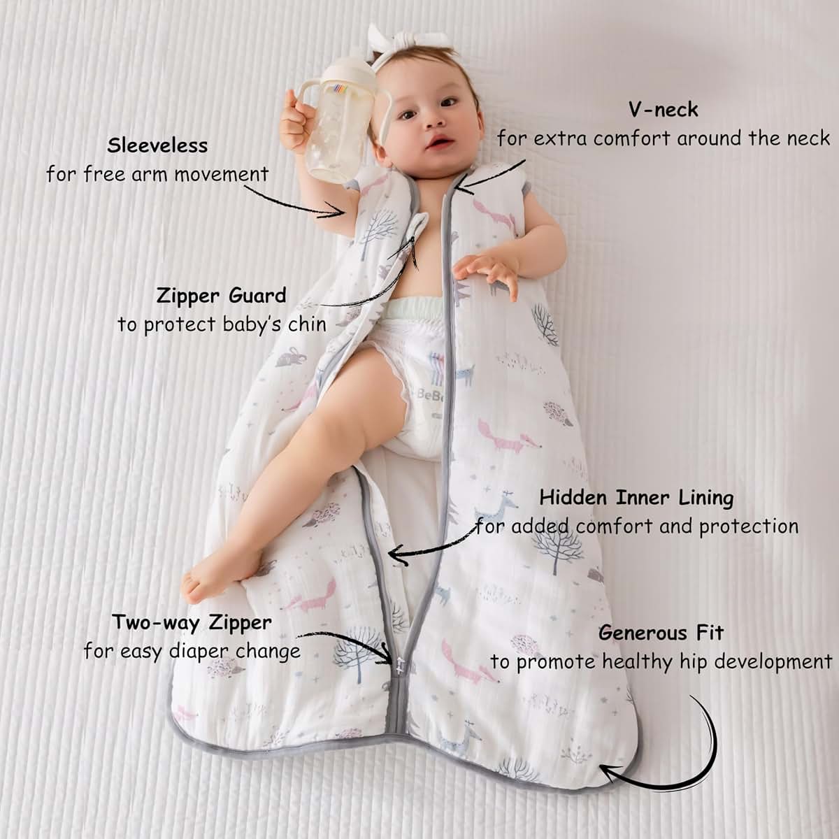 Coco Cuddle Baby Sleep Sack 0.5 Tog Lightweight Summer Wearable Blanket