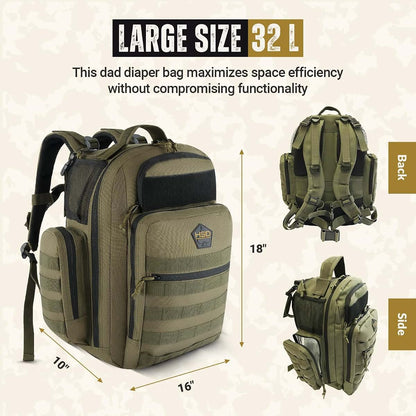 HighSpeedDaddy Diaper Bag Backpack with Changing Mat in Ranger Green (photo 2)