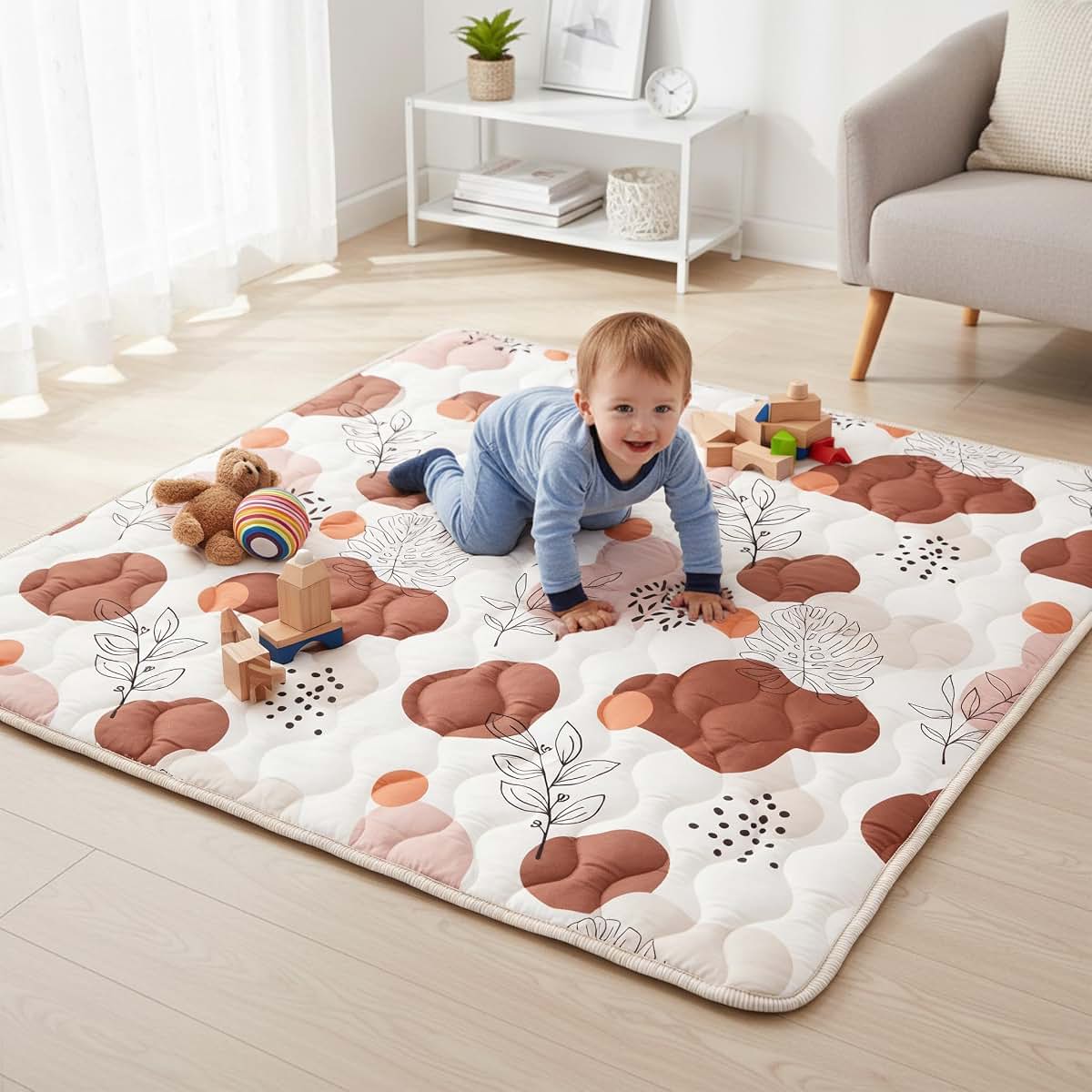 Bunnikins & Clover Thicken Soft Play Mat for Babies 6-12 Months, 71"x59" (photo 3)