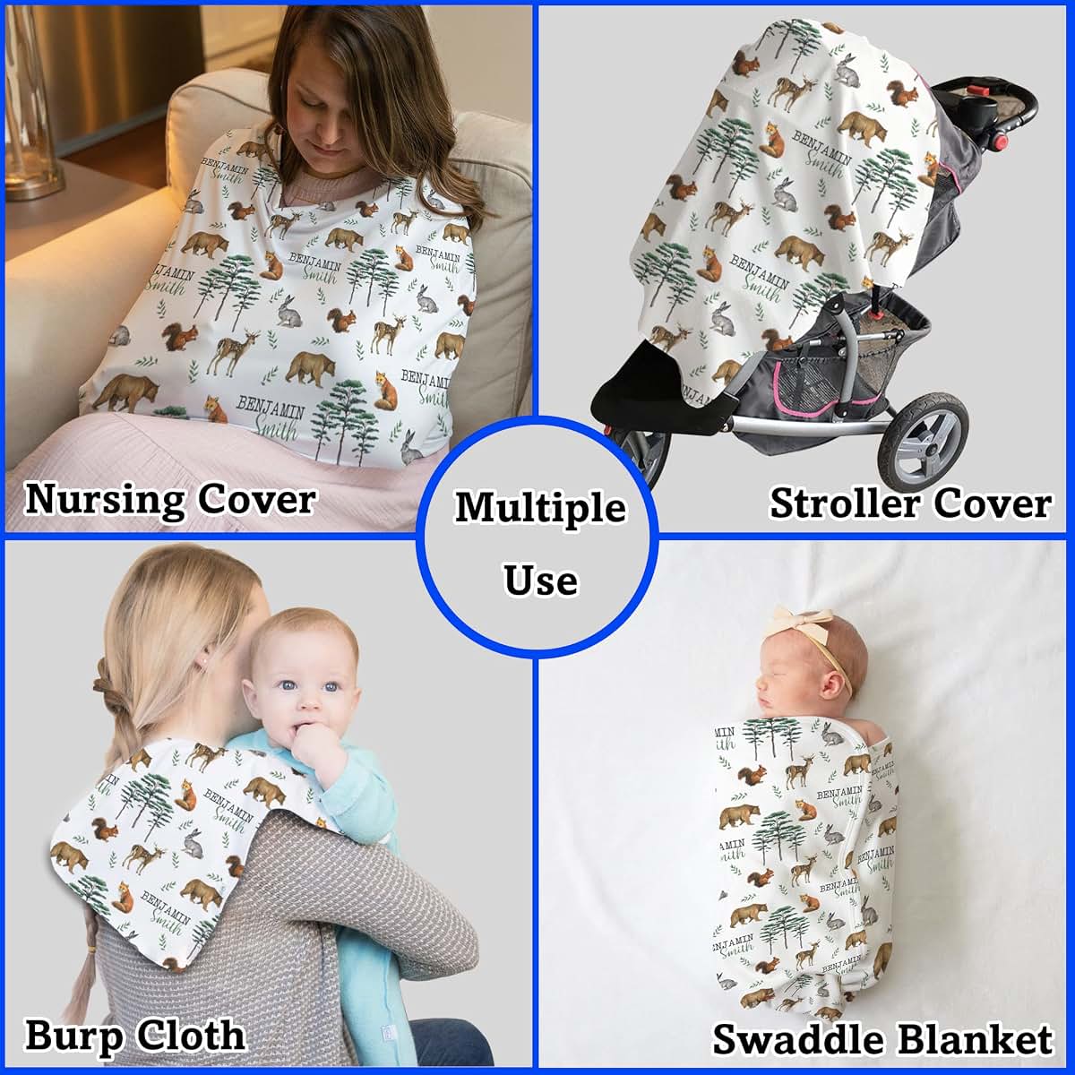 Arteaga Customized Woodland Theme Baby Blanket for Boys (photo 4)