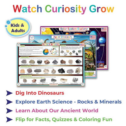 Tot Talk Science Explorer Placemat 3-Pack, Double-Sided Educational Mat for Kids