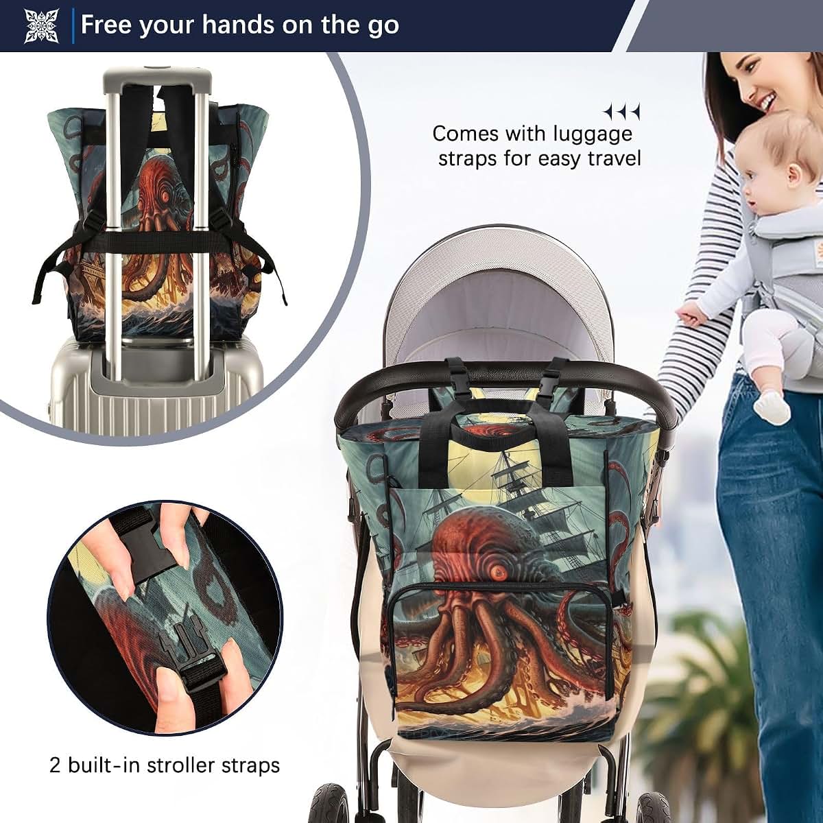 Jihqo Diaper Bag Backpack for Women | Large Capacity Changing Tote