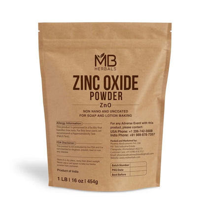 MB Herbals Zinc Oxide Powder 16 oz - Uncoated Non-Nano Raw Ingredient