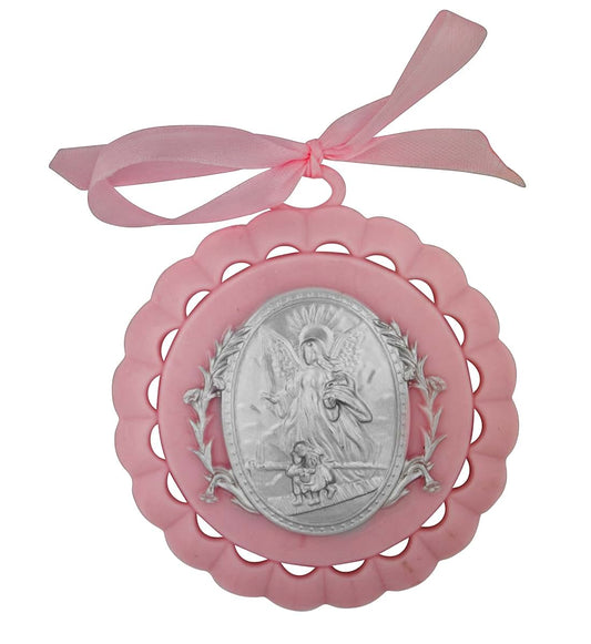 William J. Hirten Guardian Angel Crib Medal (Pink)