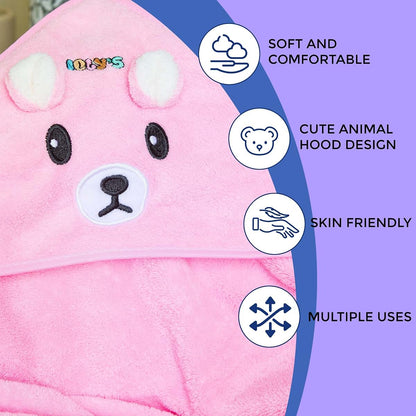 Ioly's Hooded Baby Bath Towel Set of 3, Absorbent for Newborns