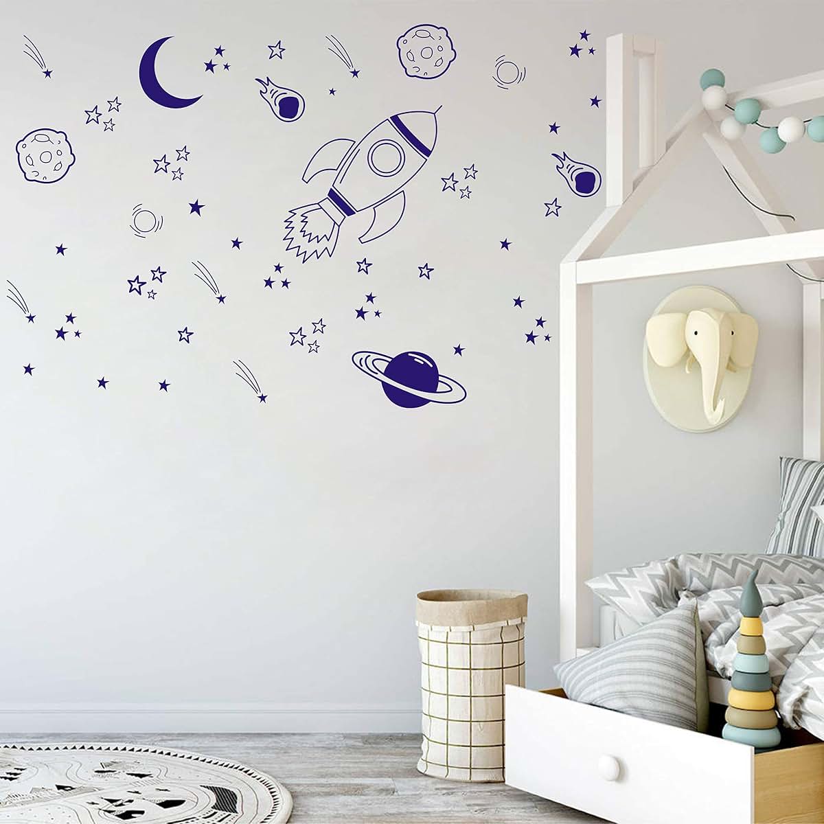 Dycica Rocket and Space Ship Nursery Wall Decals
