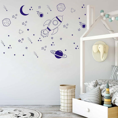 Dycica Rocket and Space Ship Nursery Wall Decals
