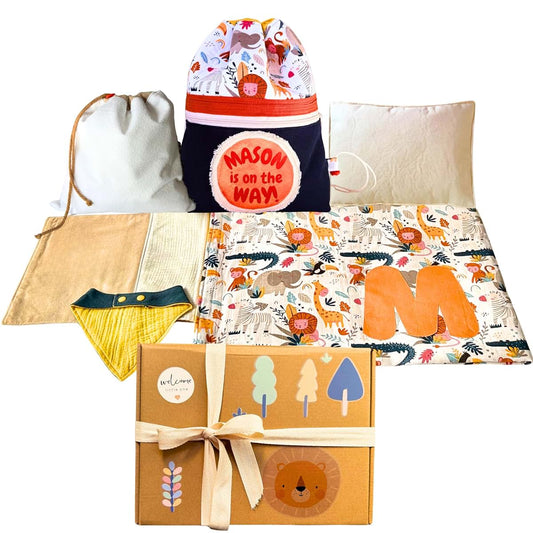 FashionByCultures Customized Baby and Toddlers Travel Outing Essentials Set, Personalized Cotton Newborn Must Haves