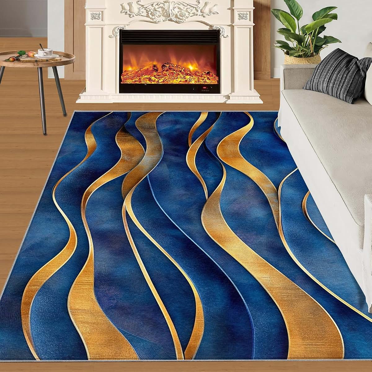 Hygiuid Abstract Waves Area Rug 4x5 Rectangular Low-Pile (photo 2)