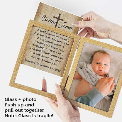 kullder Personalized Baptism Gift for Baby Customized Picture Frame Blessing Poem in 5x7 Double Photo Frame Catholic