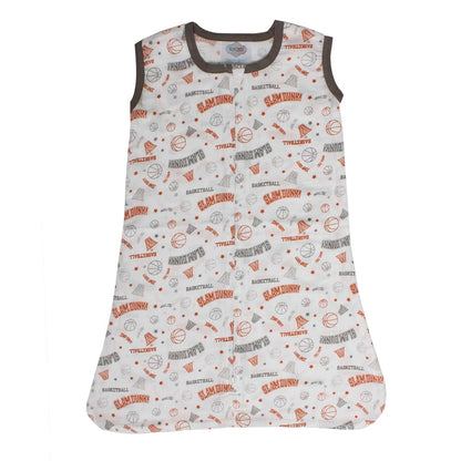 Bacati Basketball Muslin Sleep Sack, Small, Orange/Grey