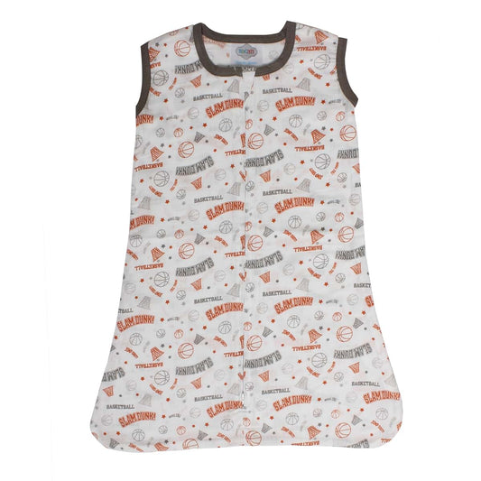 Bacati Basketball Muslin Sleep Sack, Small, Orange/Grey