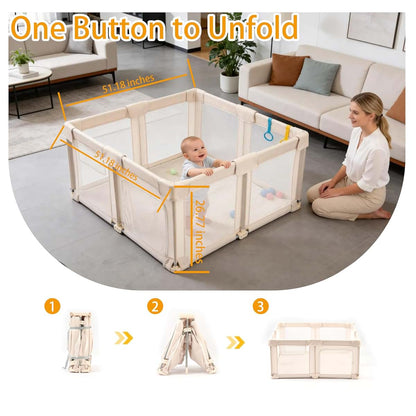 Tomboss Foldable Baby Playpen with Breathable Mesh Sides