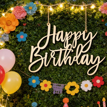 Happy Birthday Wooden Sign for Backdrop - Decorative Wall Prop