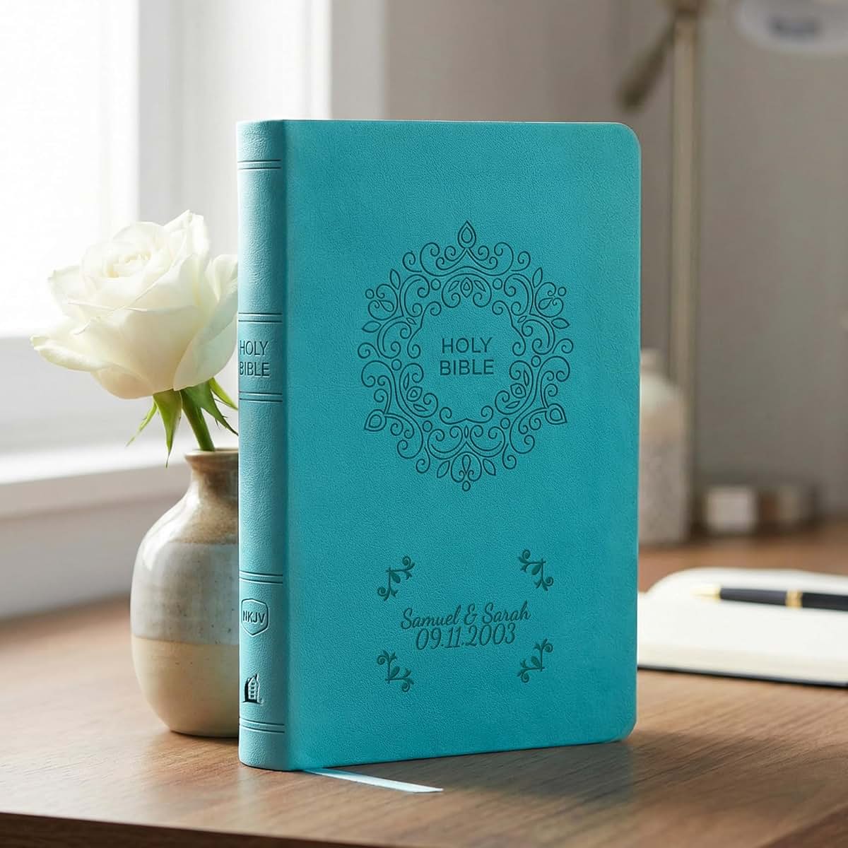 Printualist Personalized NKJV Value Thinline Large Print Bible, Turquoise (photo 2)