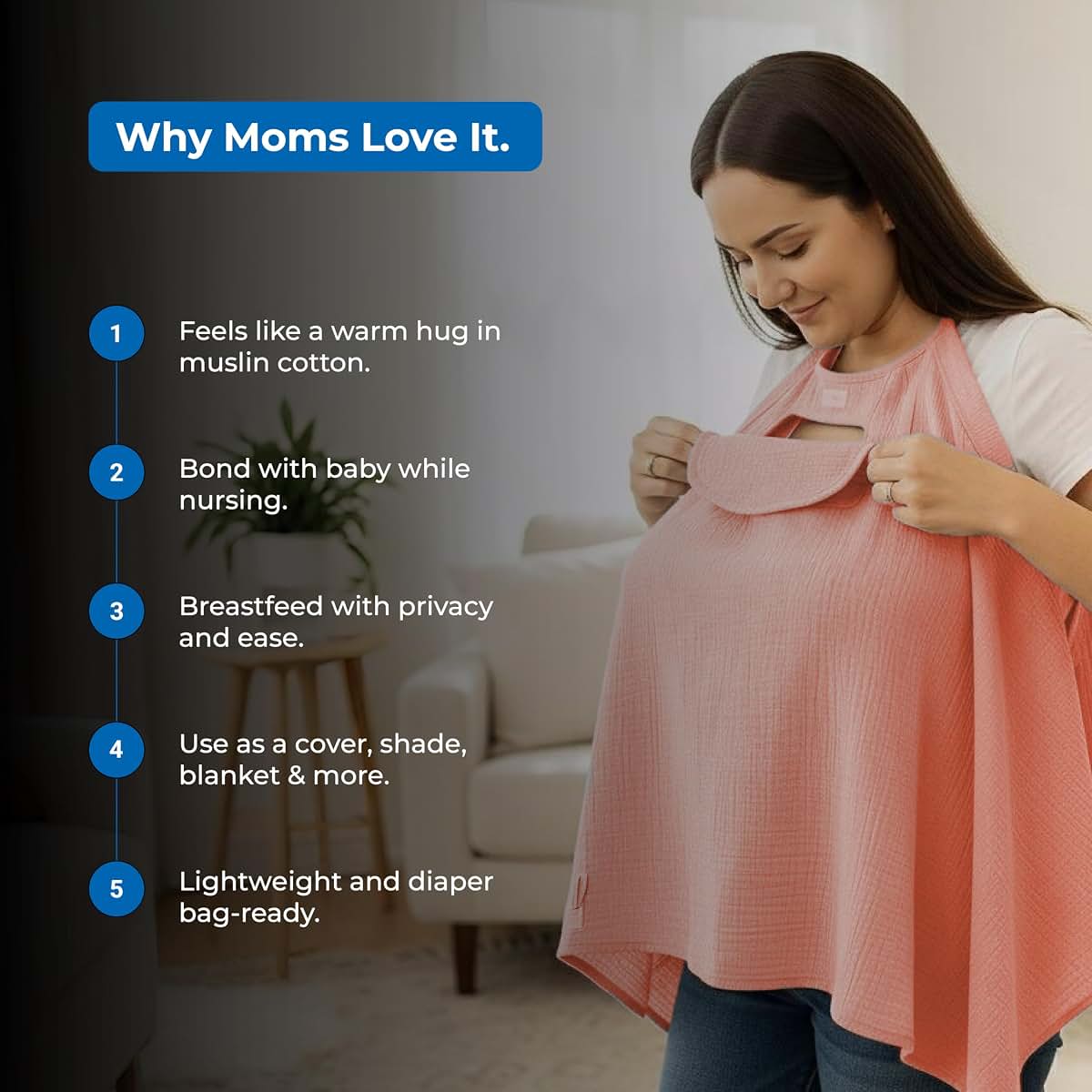 Lookee Looky Muslin Nursing Cover Tusha Peach