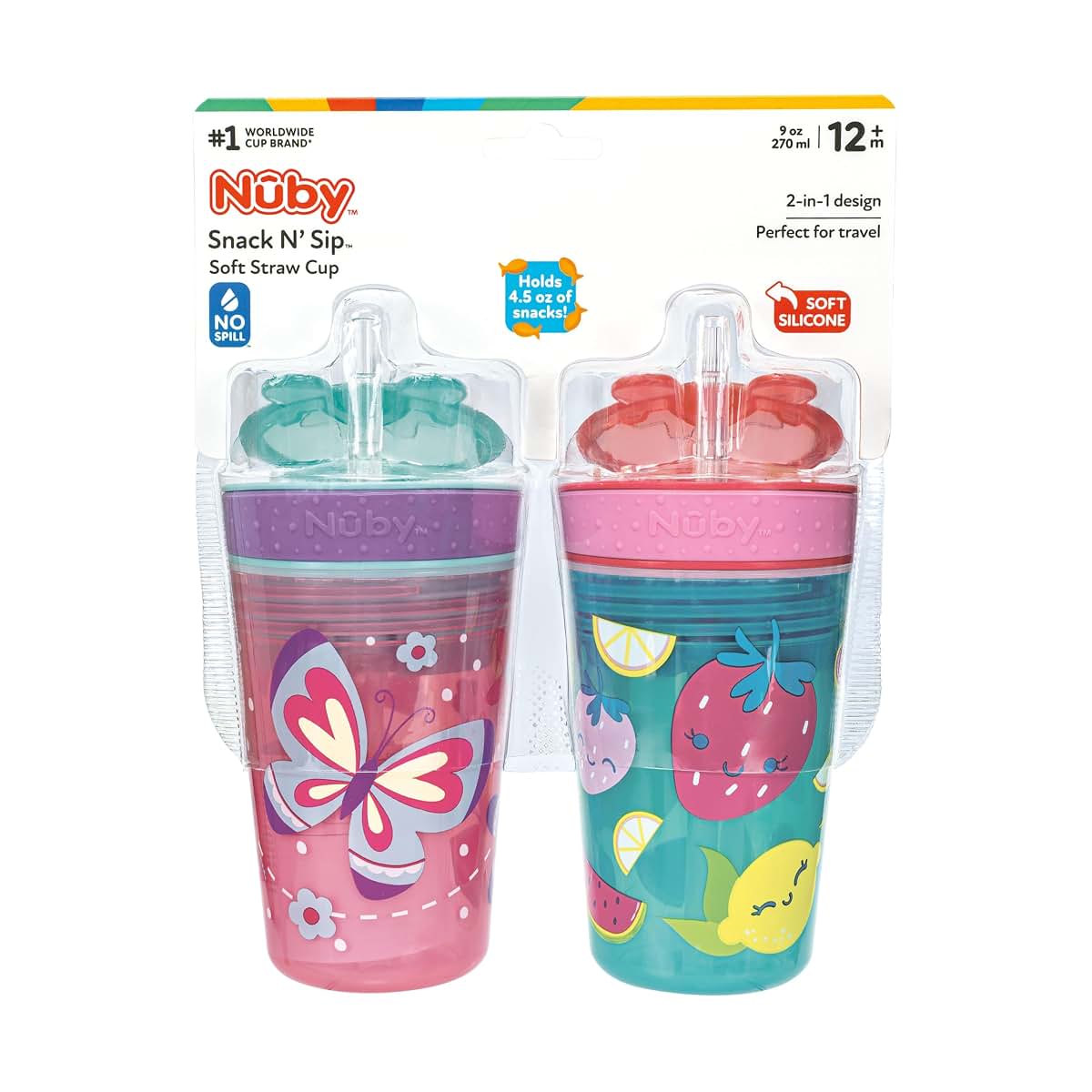 Nuby All In One Snack Bowl And No Spill Straw Cup Combo