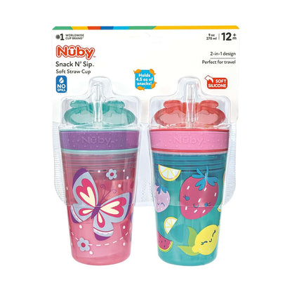 Nuby All In One Snack Bowl And No Spill Straw Cup Combo