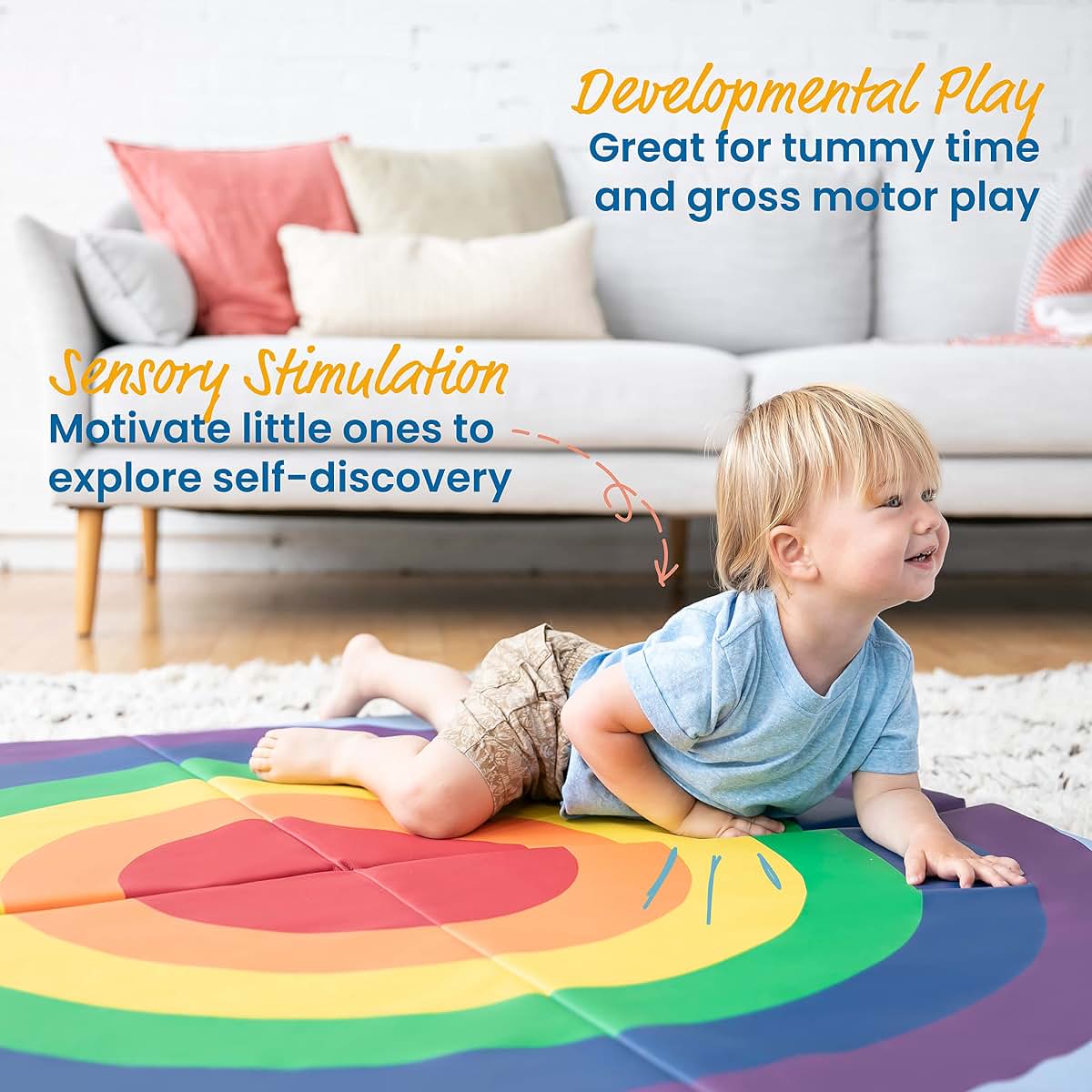 ECR4Kids SoftZone Rainbow Activity Mat, Folding Playmat (photo 3)