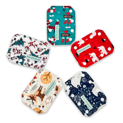therathreads 5 Pack Holiday Themed Feeding Tube Connector Cover Set for G, J, or PEG Tubes. Ultra Soft and Absorbant