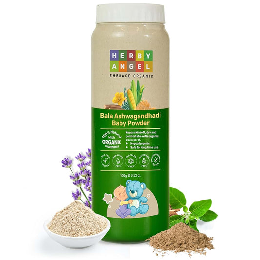 Herby Angel Talc Free Baby Powder - White, 3.53 Ounce