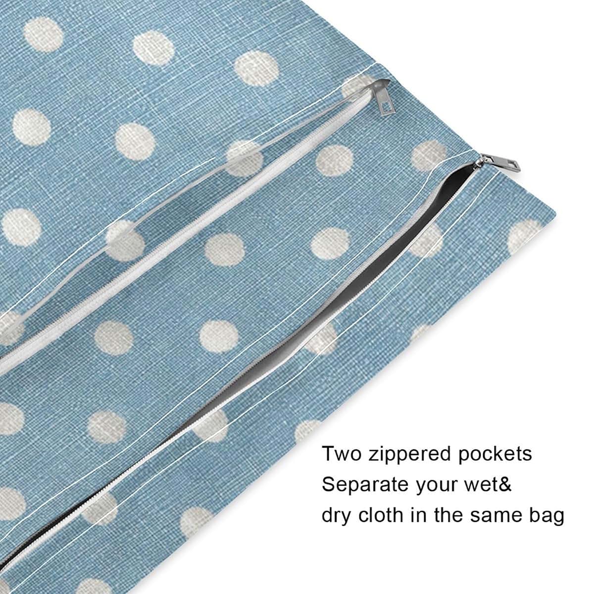 Kigai Polka Dot Wet Bag with Zipper Pockets, 2 PCS Waterproof