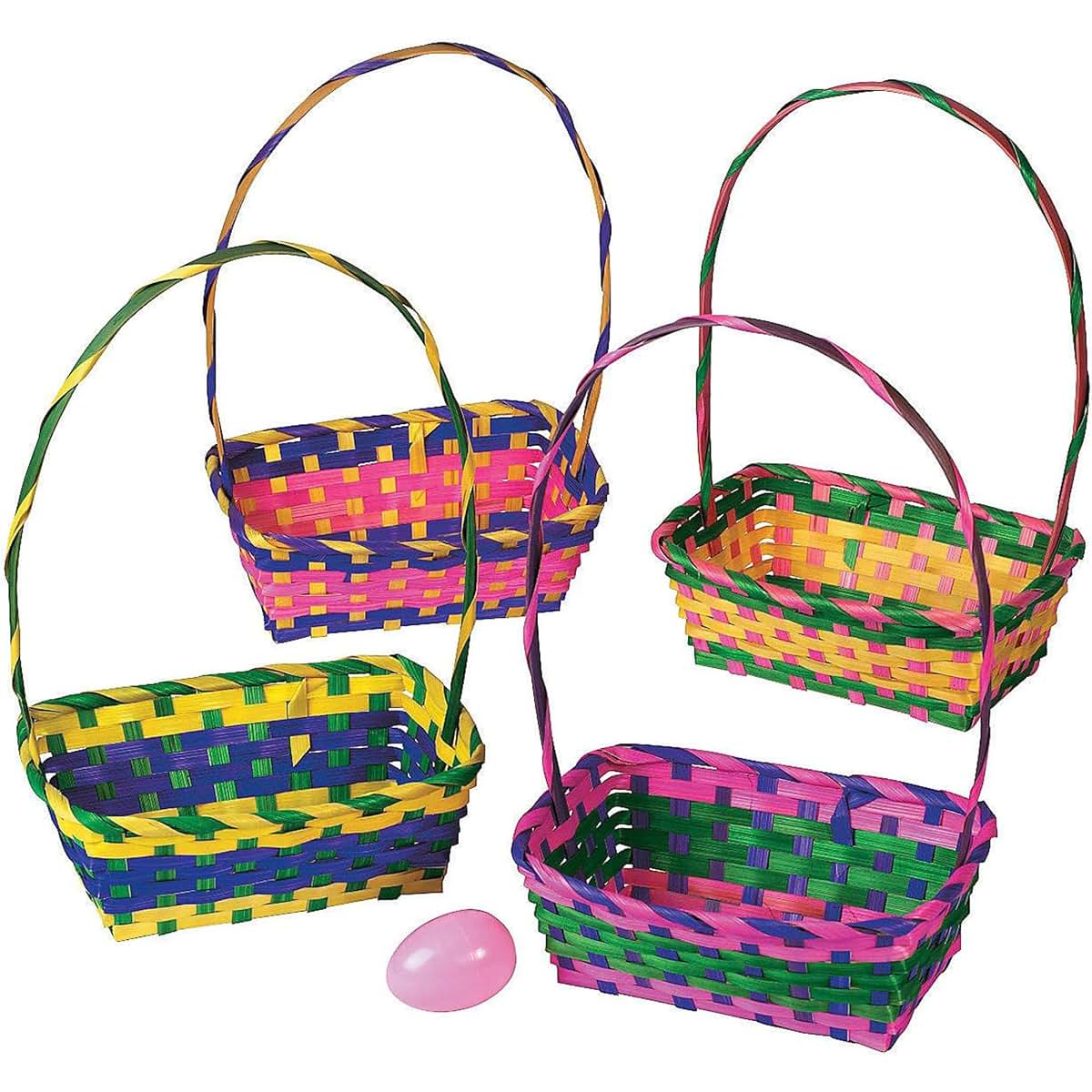 Fun Express Multicolored Rectangular Easter Baskets, Bulk Set of 12