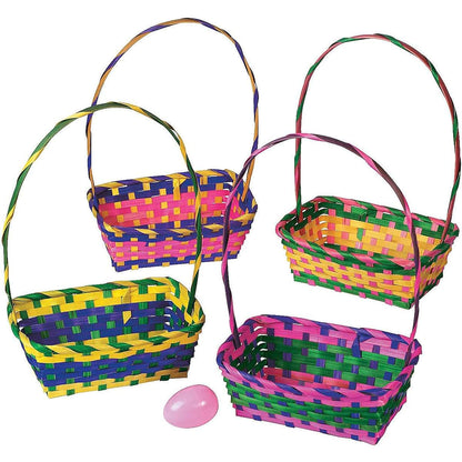 Fun Express Multicolored Rectangular Easter Baskets, Bulk Set of 12