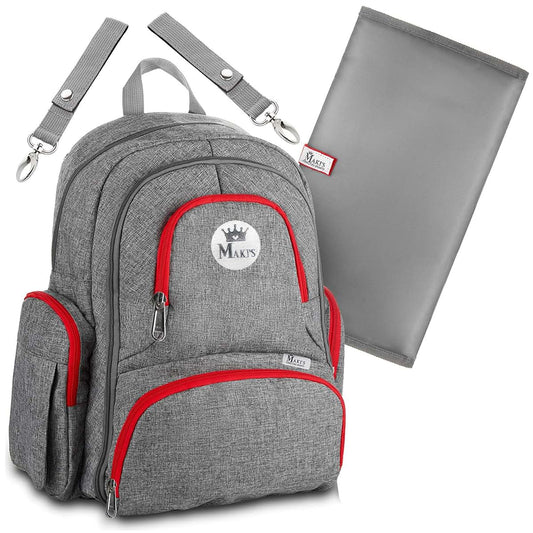 MAKI'S CONNECTING HEARTS Diaper Bag Backpack with YKK Zippers for Girls and Boys, Large Waterproof Organizer with