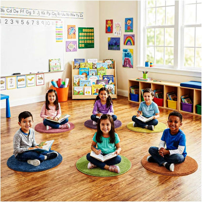 Koeckritz Rugs Bright Multi Carpet Circle Seats, Set of 6, 18" Round (photo 4)